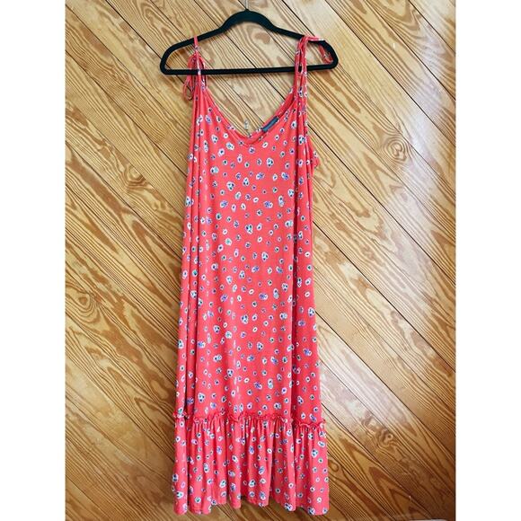 ModCloth It's a Go Tie Shoulder Red Floral Ruffle Midi Dress - Picture 2 of 6